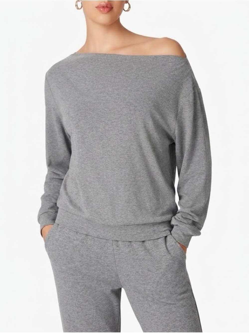Cider Women’s Off the Shoulder Sweatshirt and Wide Leg Lounge Set